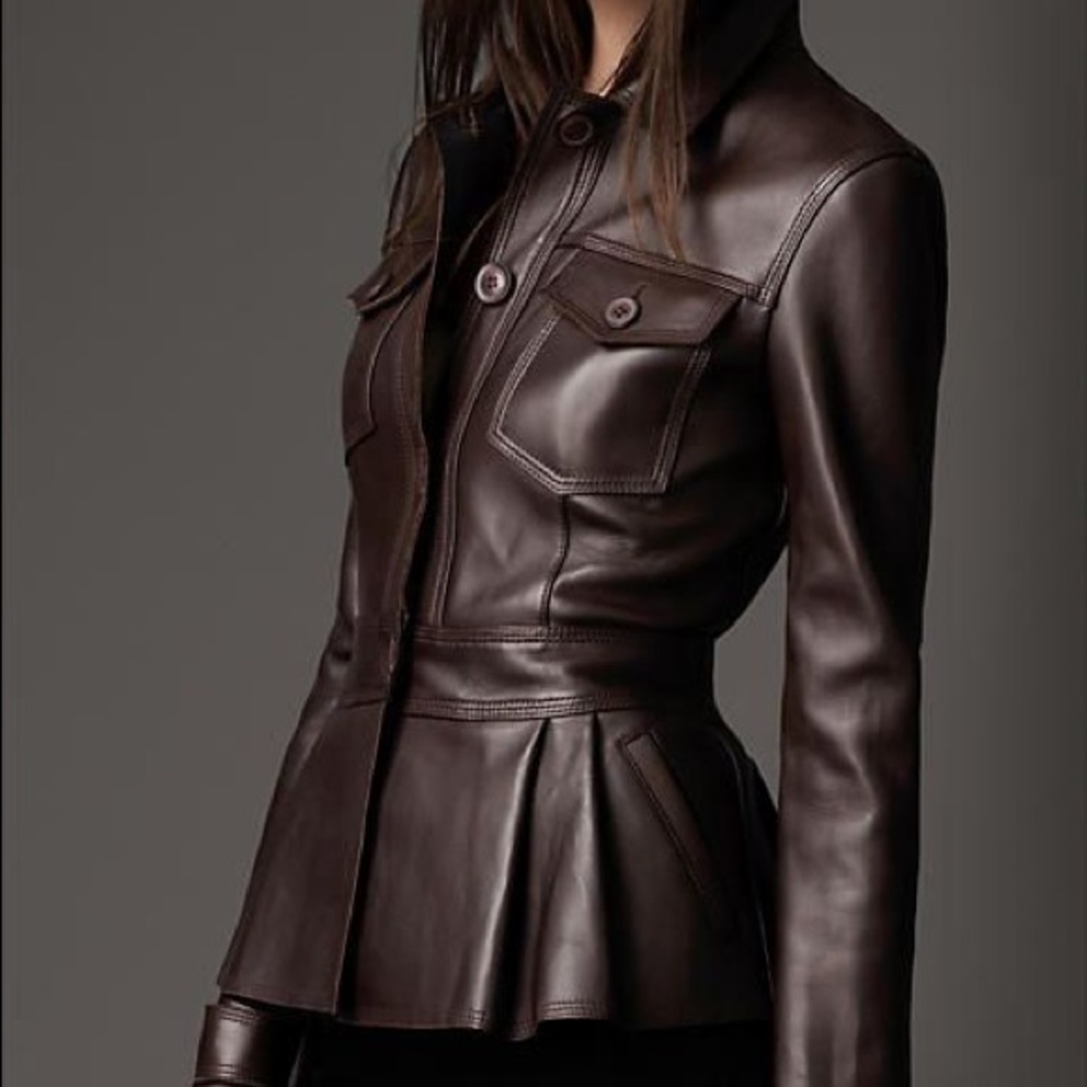 Burberry Dark Brown Leather Jacket